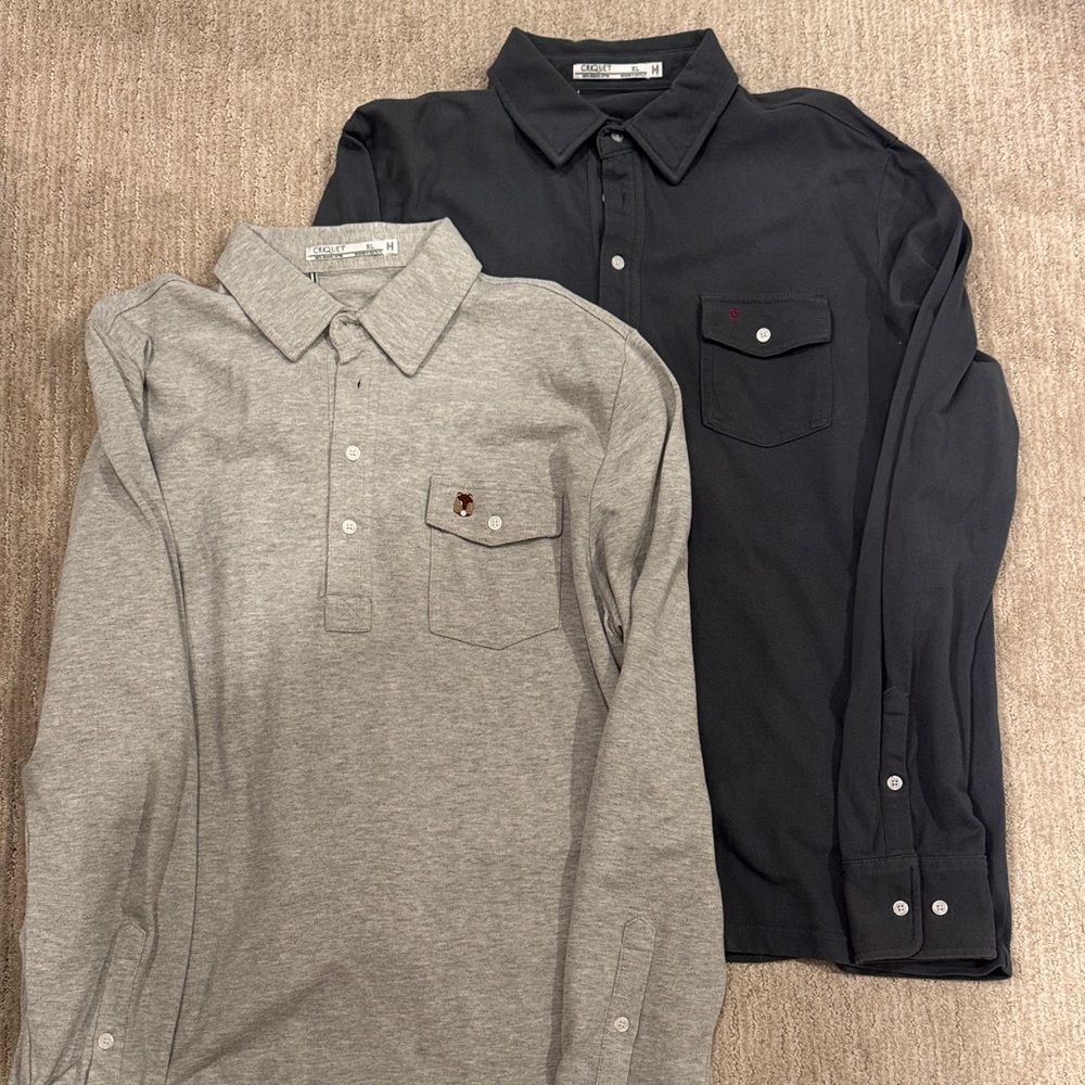 Criquet Men's Light Gray Long Sleeve Shirt
